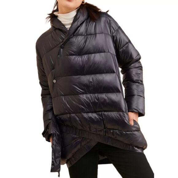 Universal Standard Kandra Puffer Coat - Shiny Black 2XS